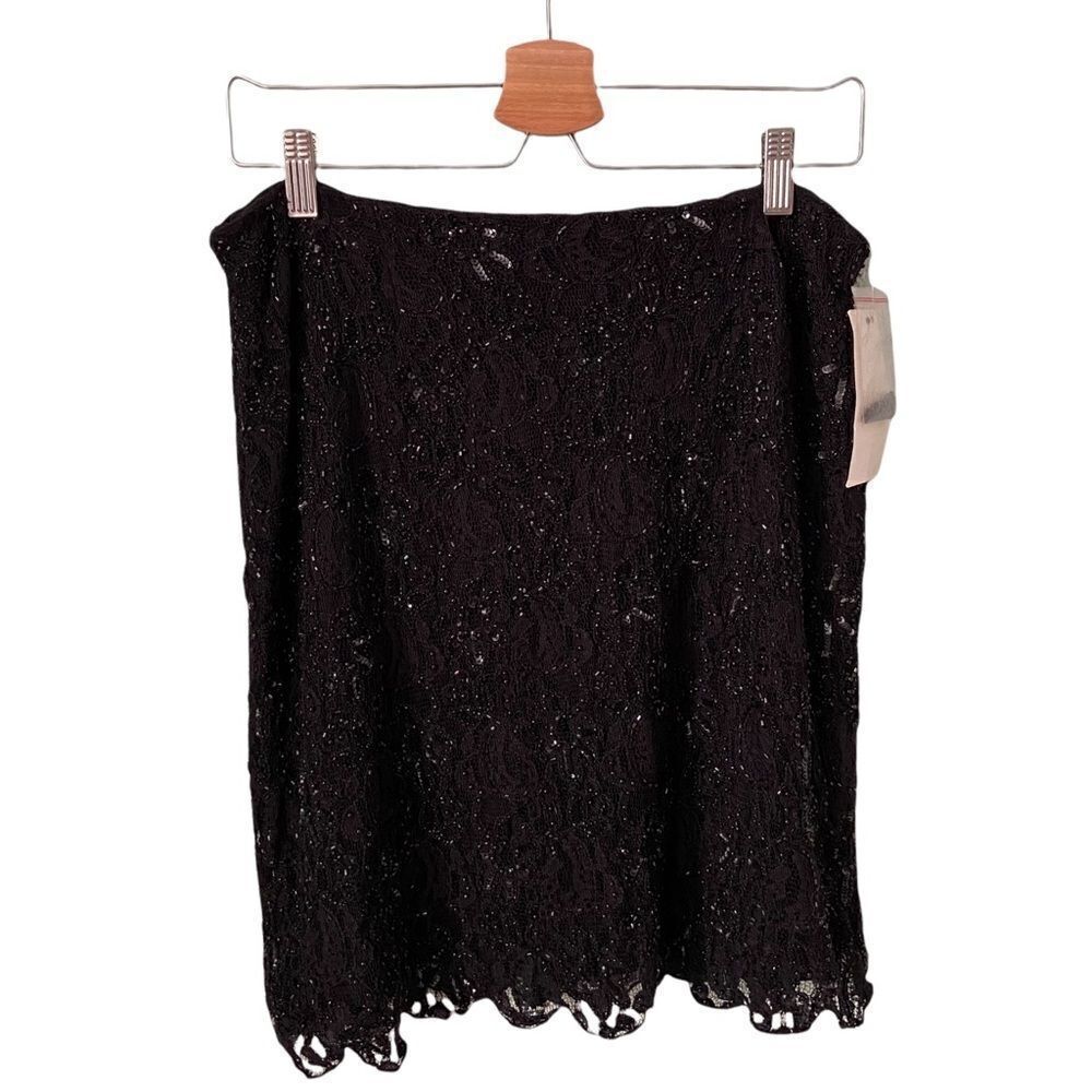 NWT INC International Concepts Petite Handmade Black Sequins Mini Skirt in 12P